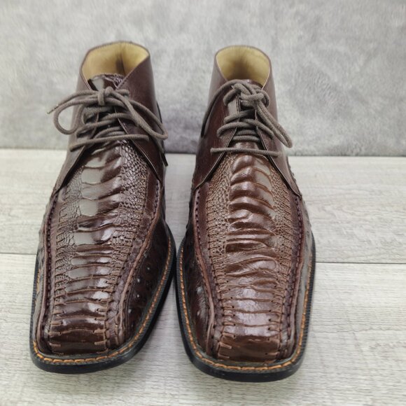 Stacy Adams Men Size 10M Leather Alligator/Ostrich Chukka Boot Brown - Picture 1 of 16
